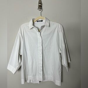 Alembika White Button Front Cotton Shirt Blouse Top Size 1 826